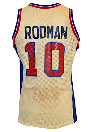 1989-90 Dennis Rodman Detroit Pistons Game-Issued & Autographed Home Jersey (JSA) 