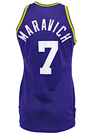 Circa 1977 "Pistol" Pete Maravich New Orleans Jazz Game-Used Road Jersey (Basketball Hall Of Fame LOA • Graded 10)