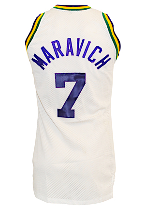 Circa 1975 "Pistol" Pete Maravich New Orleans Jazz Game-Used Home Uniform (2)(Graded 9)