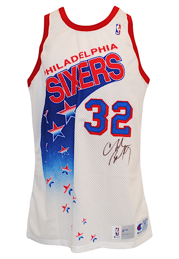 Lot Detail - 1991-92 Charles Barkley Philadelphia 76ers Game-Used &  Autographed Home Jersey (Full JSA • Magic #32 Tribute)