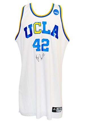 2007-08 Kevin Love UCLA Bruins Game-Used & Autographed Home NCAA Tournament Jersey (JSA • Multiple Photo-Matches • NCAA Patch • Graded 10)