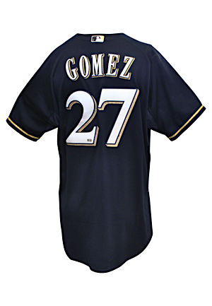 8/19/2014 Carlos Gomez Milwaukee Brewers Game-Used Alternate Home Jersey (MLB Authenticated)