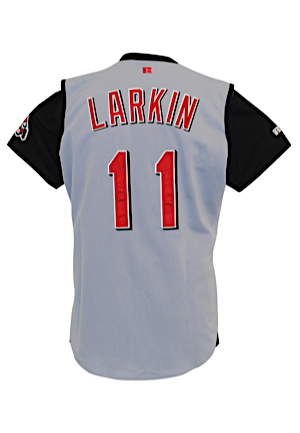 1999 Barry Larkin Cincinnati Reds Game-Used Road Vest & Undershirt (2)(Captains "C")