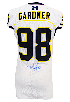 2013 Devin Gardner Michigan Wolverines Game-Used & Autographed Road Jersey (JSA • Repairs)