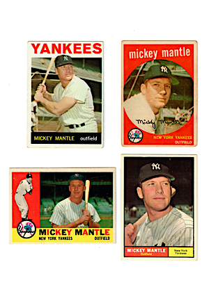 Mickey Mantle Topps Baseball Cards 1959 #10, 1960 #250, 1961 #300 & 1964 #50 (4)