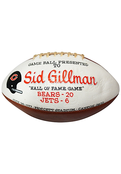 7/30/1977 Chicago Bears vs. New York Jets NFL Hall Of Fame Game Game-Ball Presented To Sid Gillman (Gillman Family LOA)