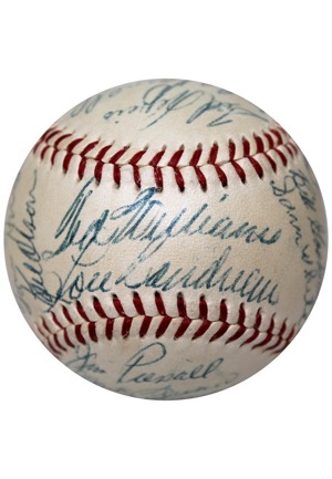 Beautiful 1954 Boston Red Sox Team-Signed Official American League Baseball With Harry Agganis (Full JSA • LOP)
