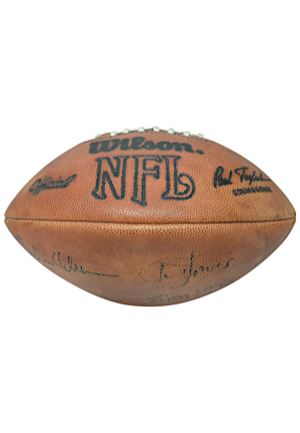 Official Wilson NFL Football Autographed By HOFers Lance Alworth, Ron Mix, Decon Jones & Merlin Olsen (JSA • Gillman Family LOA)