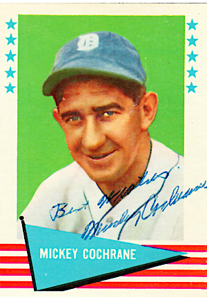1961 Mickey Cochrane Autographed Fleer "Baseball Greats" Card (Full JSA)