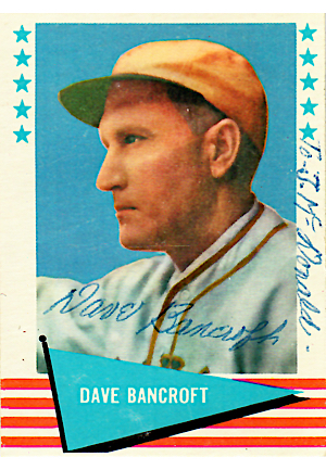 1961 Dave Bancroft Autographed Fleer "Baseball Greats" Card (Full JSA)