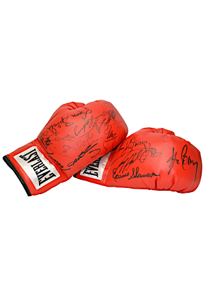 Everlast Boxing Gloves Autographed By Tyson, Lewis, Leonard & Many Others (2)(JSA)