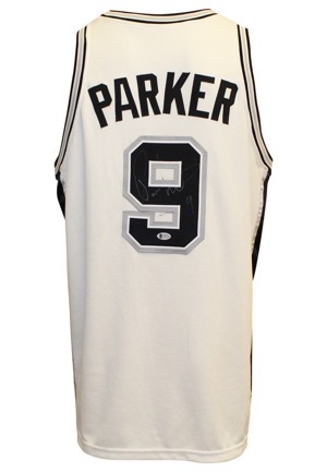 2004-05 Tony Parker San Antonio Spurs Game-Used & Autographed Home Jersey (Beckett)