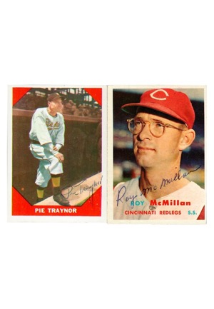 Pie Traynor & Roy McMillan Autographed Baseball Cards (2)(JSA)