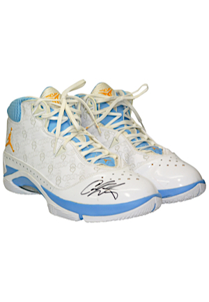 Circa 2008 Carmelo Anthony Denver Nuggets Game-Used & Dual Autographed PE Sneakers (JSA)