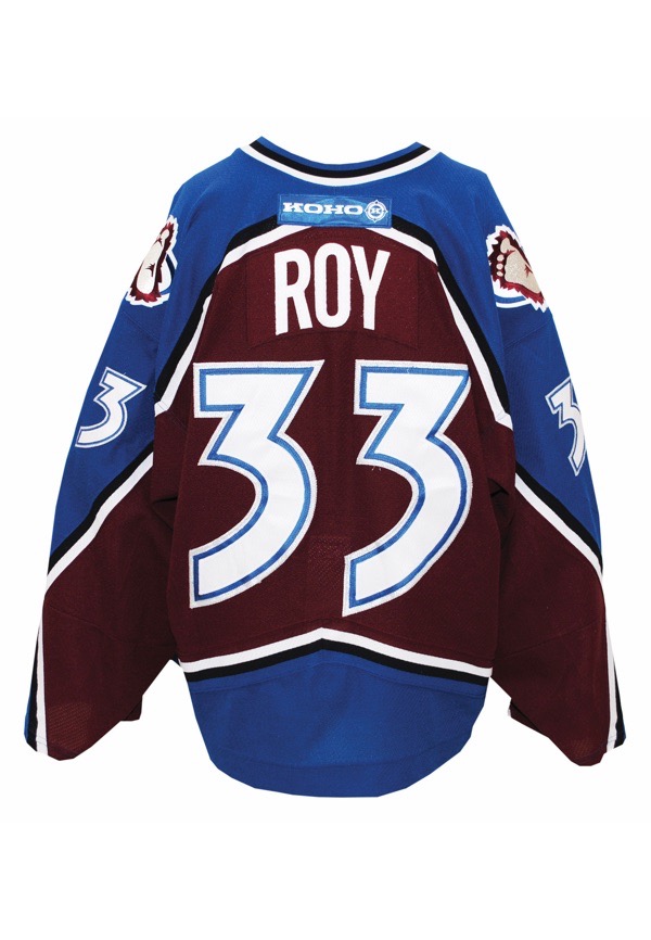 Lot Detail - 1997-99 Patrick Roy Game Used & Signed Colorado Avalanche Road  Jersey (MEARS & Beckett)