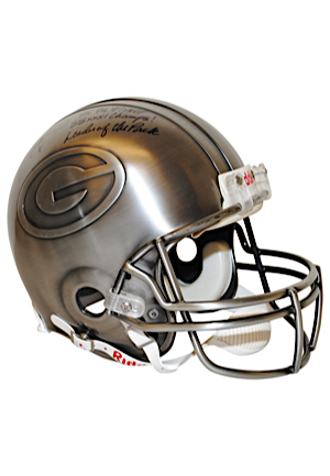 Brett Favre Green Bay Packers Autographed & Inscribed Limited Edition Pewter Helmet (JSA • Field Of Dreams • 1 of 25)