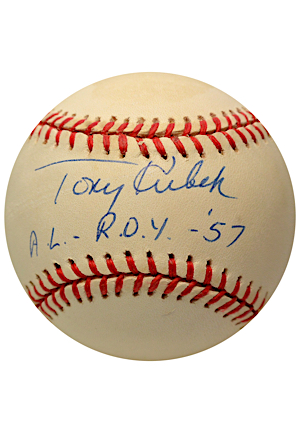Single-Signed OAL Baseballs Including Tony Kubek, Bobby Richardson & Two Tommy Henrich (4)(JSA)