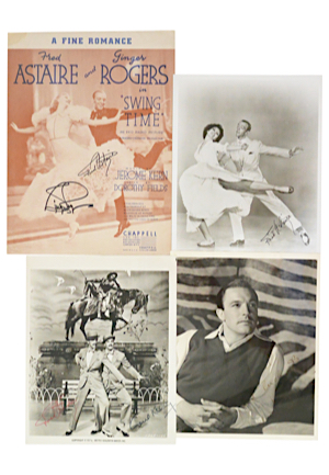 Autographed B&W Advertisement Piece & B&W Photos Including Multiple Gene Kelly & Fred Astaire & Ginger Rogers (4)(JSA)