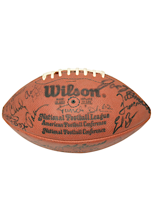 Multi-Signed Football By NFL & MLB HOFers & Stars Including Namath, Theismann, El Roy Face & Many More (JSA)