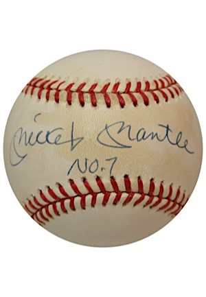 Mickey Mantle Single-Signed "No. 7" OAL Baseball (JSA)