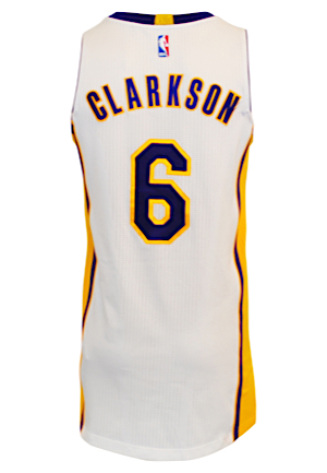 2016-17 Jordan Clarkson Los Angeles Lakers Game-Used White Sunday Alternate Jersey (NBA LOA • Photo-Matched)