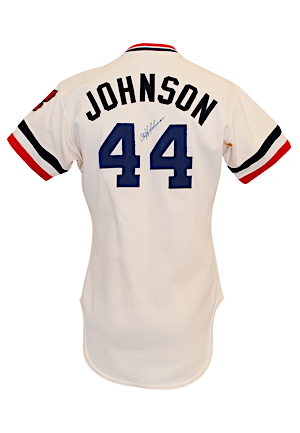 1980 Bob Owchinko/Cliff Johnson Cleveland Indians Game-Used & Autographed Home Jersey (JSA)