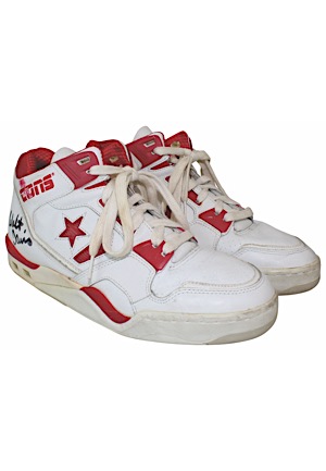 Early 1990s Walter Davis Portland Trail Blazers Game-Used & Dual-Autographed Sneakers (JSA)