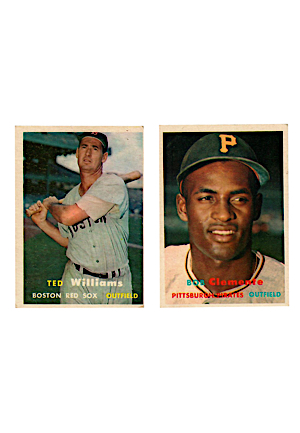 1957 Topps Bob Clemente #76 & Ted Williams #1 (2)