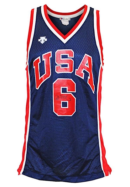 1984 Patrick Ewing USA Olympic Mens Basketball Game-Used & Autographed Blue Jersey (JSA)