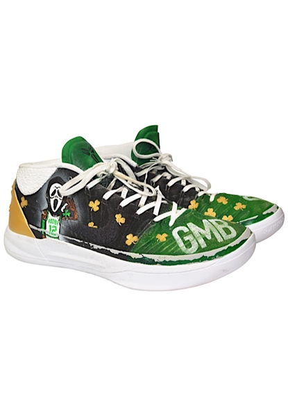 2017-18 Terry Rozier Boston Celtics NBA Playoffs Game-Used "Scary Terry" Custom Painted Sneakers (Progressive Wear Pattern Photo-Matched To Multiple Games • 1 Of 1)