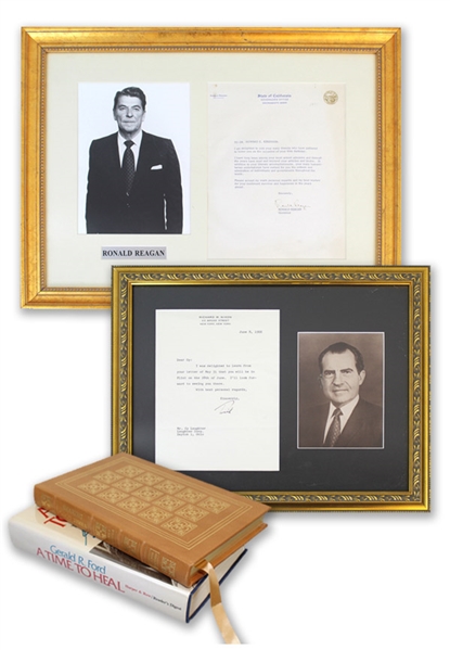 United States Presidential Autobiographies, Books, & Typed Letters Autographed By Carter, Ford, Reagan & Nixon (4)(JSA)