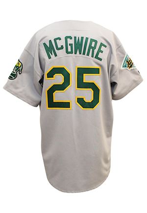 1992 Mark McGwire Oakland As Game-Used Road Jersey (25th Anniversary Patch)