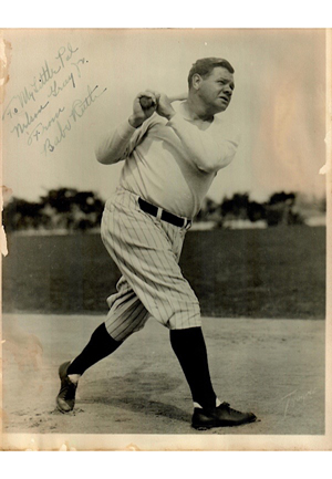 Babe Ruth Single-Signed & Inscribed B&W 8x10 Photo (Full JSA)
