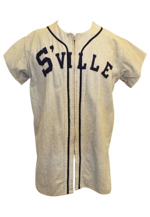 Early 1950s Sville Game-Used Road Flannel Jersey #15