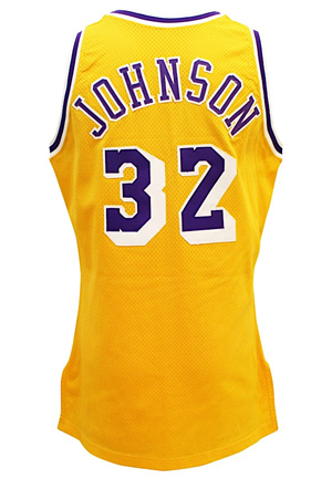 1991-92 Magic Johnson Los Angeles Lakers Game-Used Home Jersey
