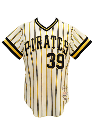 1977 Dave Parker Pittsburgh Pirates Game-Used & Autographed "Bumblebee" Pinstripe Home Jersey (JSA • Photo-Matched • Graded A10)