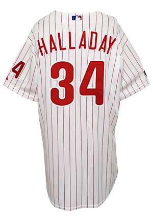 2010 Roy Halladay Philadelphia Phillies Game-Used Home Jersey (MLB Authenticated • Photo-Matched & Graded 10 • Cy Young Season)