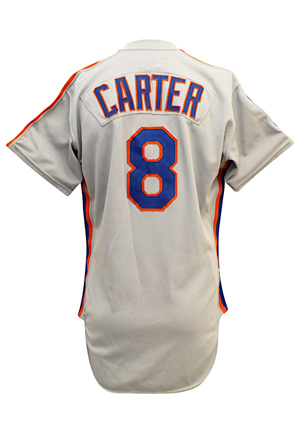 1985 Gary Carter New York Mets Game-Used & Autographed Road Jersey (JSA • Originally Sourced From Carter Family)