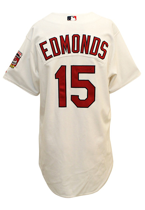 2005 Jim Edmonds St. Louis Cardinals Game-Used & Autographed Home Jersey (JSA)