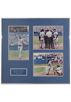 George Brett Kansas City Royals Tri-Signed Framed Display Piece (JSA)
