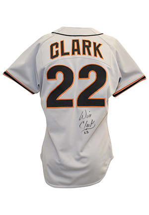 1988 Will Clark San Francisco Giants Game-Used & Autographed Road Jersey (JSA)