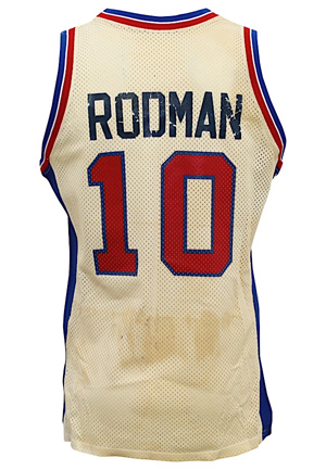 Late 1980s Dennis Rodman Detroit Pistons Game-Used & Autographed Home Jersey (JSA)