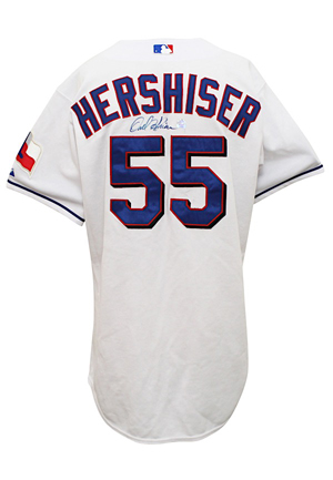 2005 Orel Hershiser Texas Rangers Coaches-Worn & Autographed Home Jersey (JSA • MLB Authenticated • Katrina Patch)