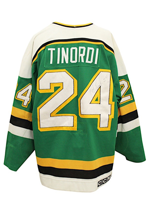 1991 Mark Tinordi Minnesota North Stars Stanley Cup Game-Used & Autographed Jersey (JSA • Outstanding Use)