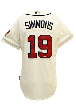 2013 Andrelton Simmons Atlanta Braves Game-Used & Autographed Home Crème Jersey (JSA • MLB Authenticated)
