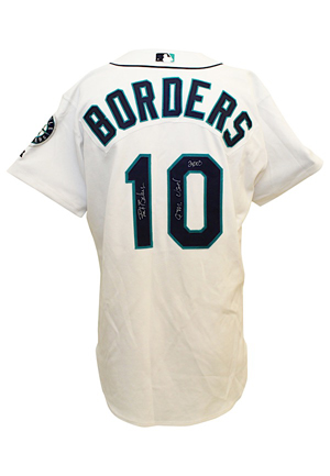 2003 Pat Borders Seattle Mariners Game-Used & Autographed Home Jersey (JSA)