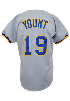 1992 Robin Yount Milwaukee Brewers Game-Used Road Jersey