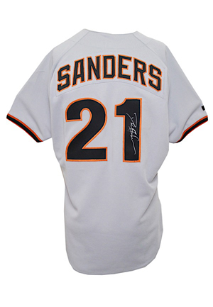 1995 Deion Sanders San Francisco Giants Game-Used & Autographed Road Jersey (JSA)