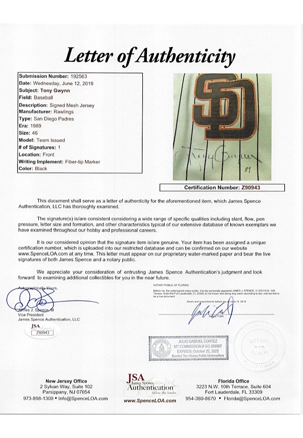 Tony Gwynn Mr. Padre Signed Authentic Mitchell Ness Padres Jersey JSA LOA