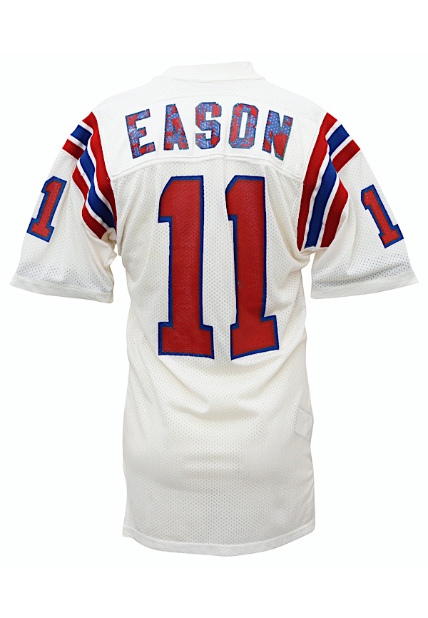 Lot Detail - 1983-86 Tony Eason New England Patriots Game-Used Jersey  (Graded A10 • Custom Hand Warmers • Repair)